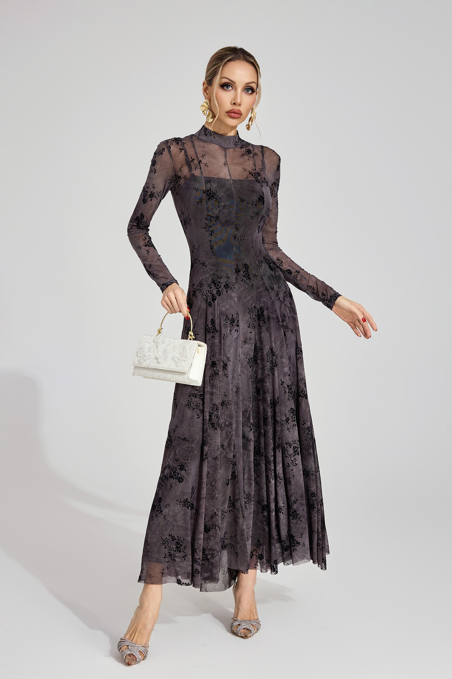 Firouz Black Floral Maxi Dress