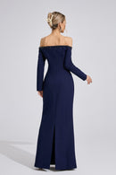 Xandrelis Dark Blue Diamond Maxi Dress