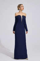 Xandrelis Dark Blue Diamond Maxi Dress