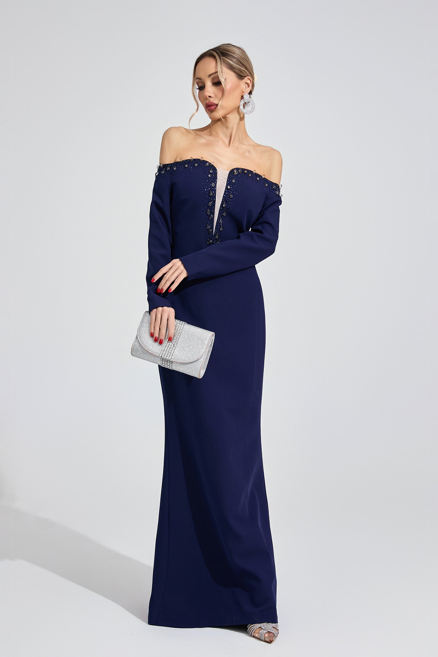 Xandrelis Dark Blue Diamond Maxi Dress – Night Novas