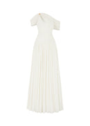 Osenia Pleated Draped Shoulder Maxi Dress