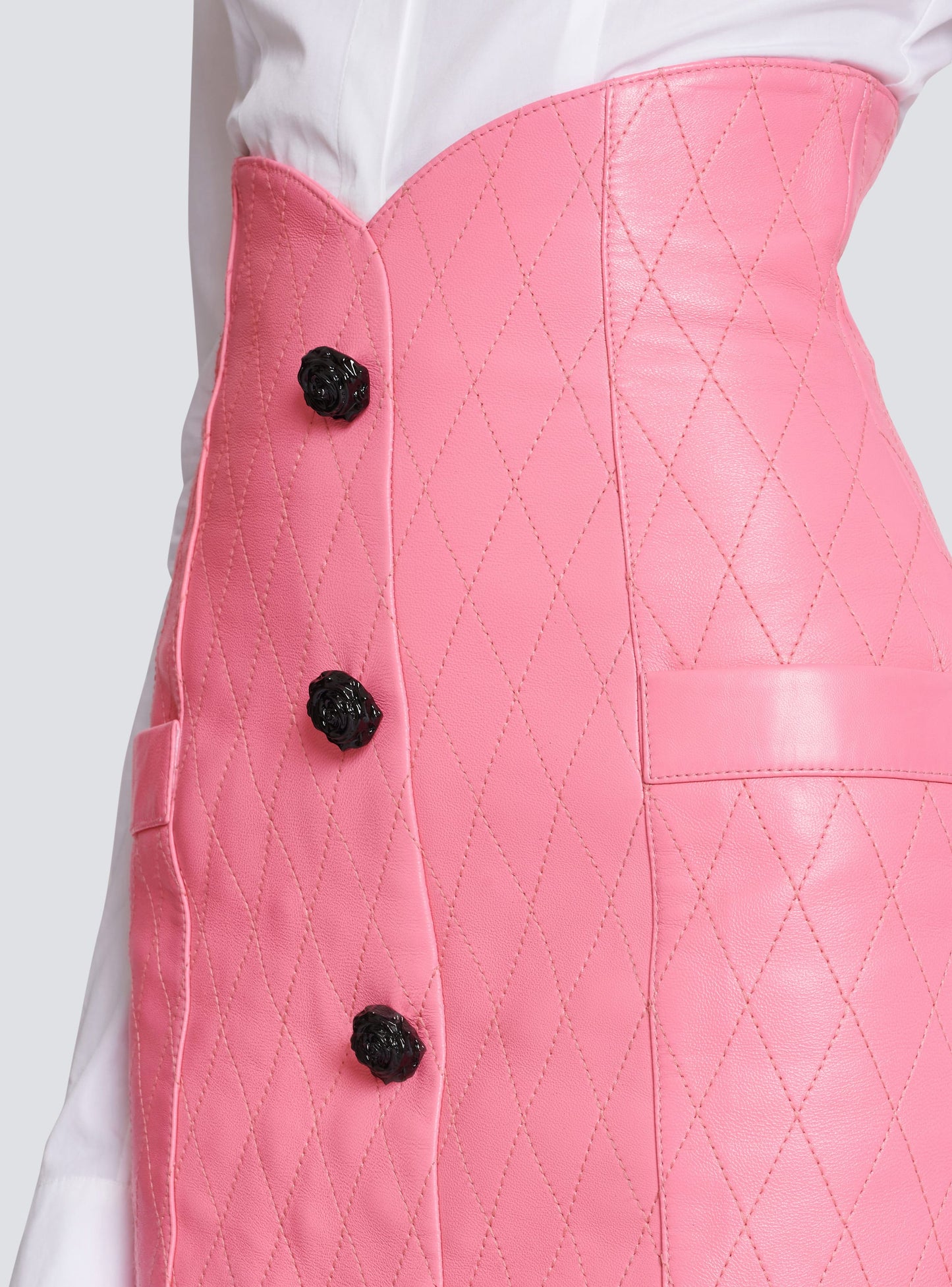 Zambezi Quilted Leather Skirt In Pink