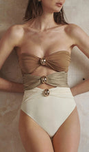 Keaton Color Block Cutout One Piece Swimsuit Set