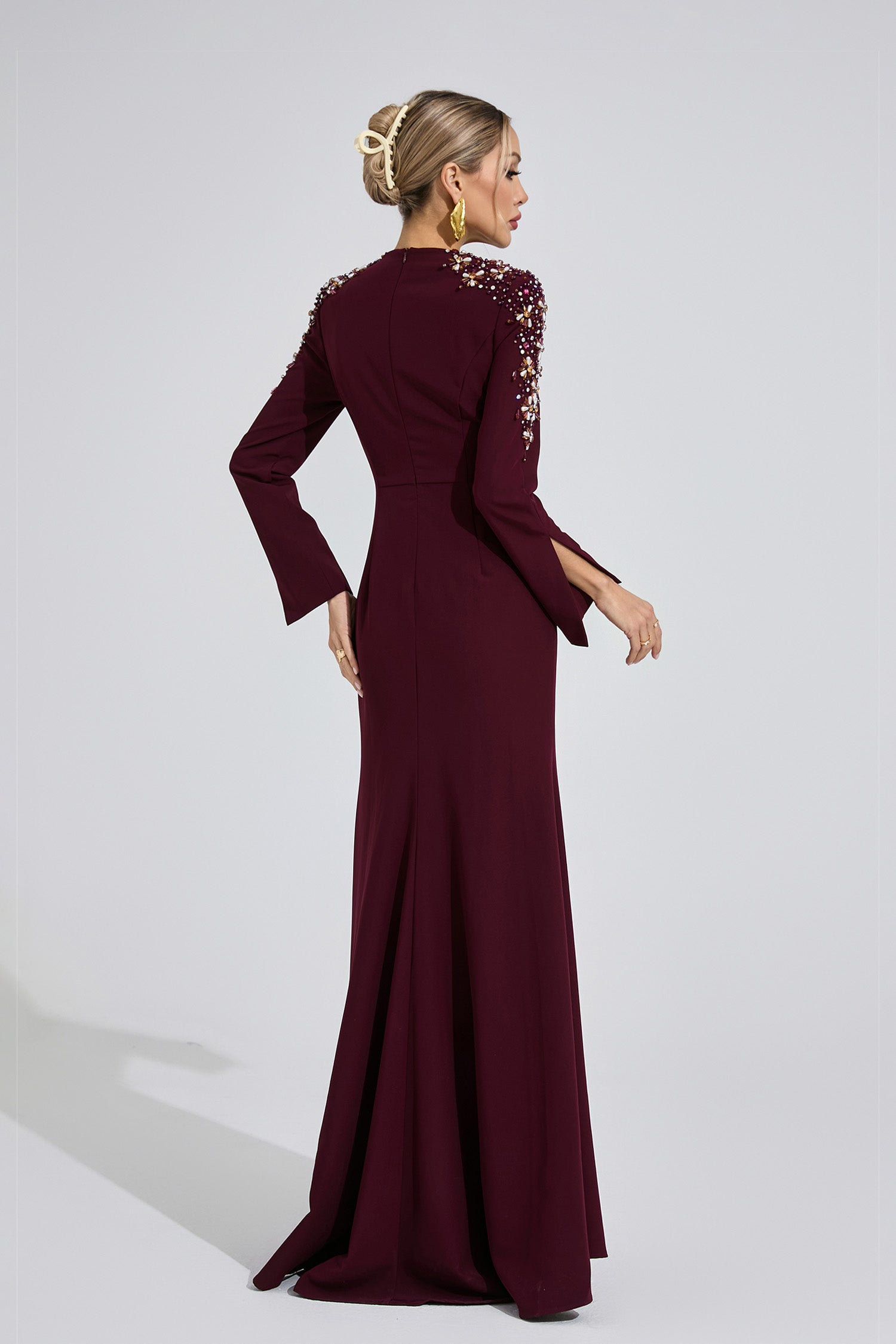 Einya Pearl Maxi Dress In Burgundy
