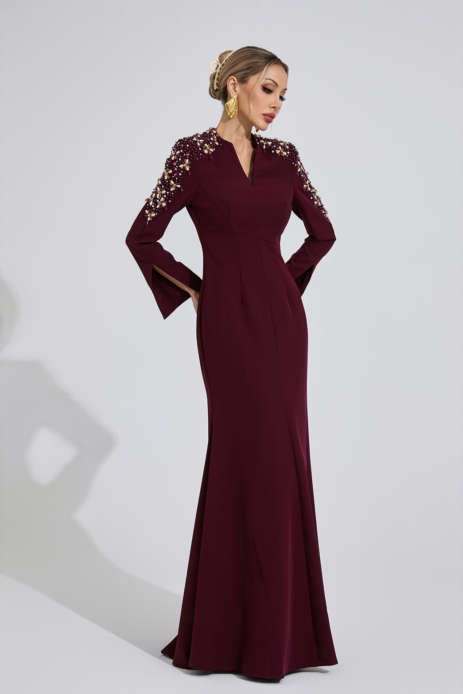 Einya Pearl Maxi Dress In Burgundy