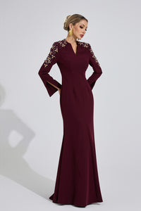 Einya Pearl Maxi Dress In Burgundy