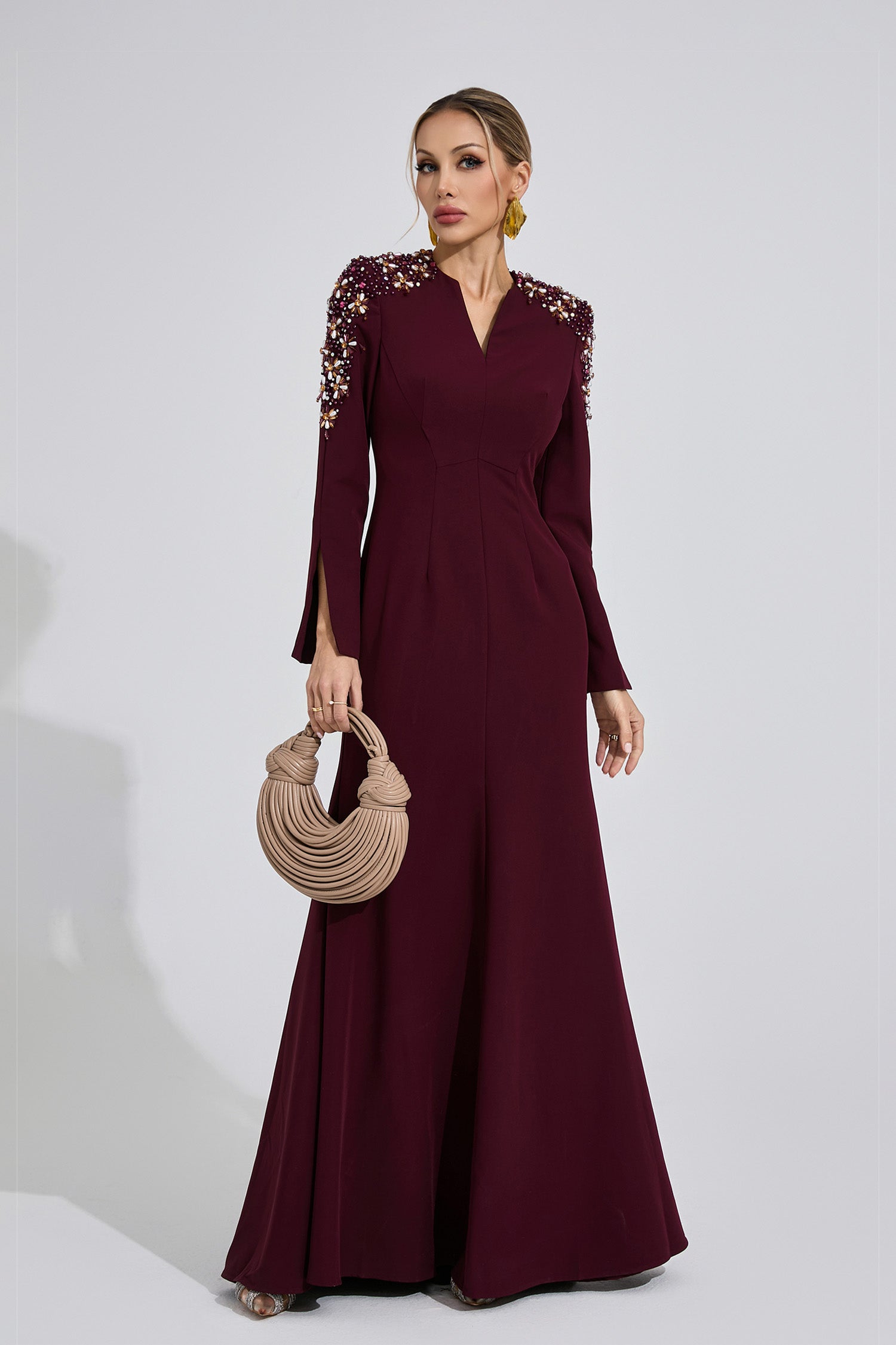 Einya Pearl Maxi Dress In Burgundy