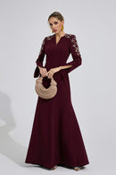 Einya Pearl Maxi Dress In Burgundy