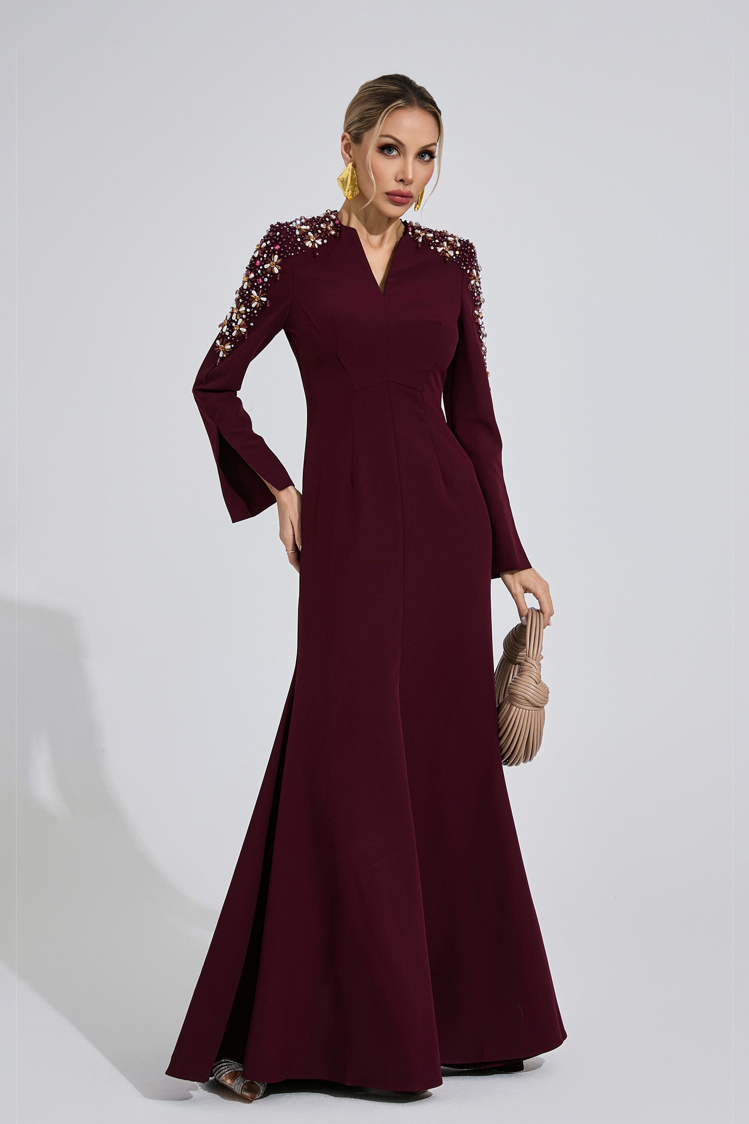 Einya Pearl Maxi Dress In Burgundy