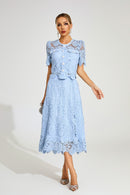 Fyraza Lace Embellished Maxi Dress In Blue