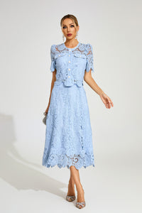 Fyraza Lace Embellished Maxi Dress In Blue