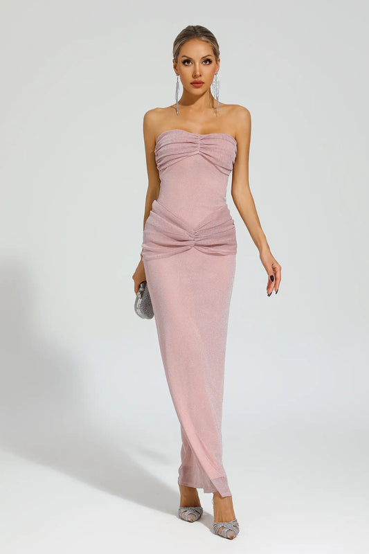 Carey Pink Off Shoulder Maxi Dress