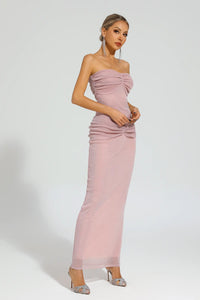 Tahoe Off Shoulder Maxi Dress In Pink