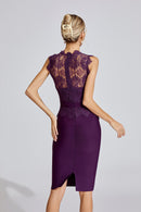 Farhod Lace Bandage Midi Dress In Purple