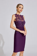Farhod Lace Bandage Midi Dress In Purple