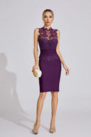 Farhod Lace Bandage Midi Dress In Purple