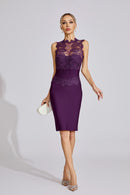 Farhod Lace Bandage Midi Dress In Purple