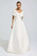 Jelmor Apricot Beaded Rhinestone Maxi Dress