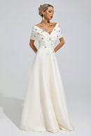 Jelmor Apricot Beaded Rhinestone Maxi Dress