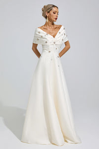 Jelmor Apricot Beaded Rhinestone Maxi Dress