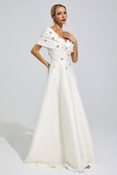 Jelmor Apricot Beaded Rhinestone Maxi Dress