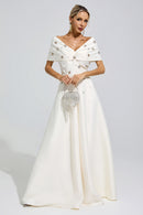 Jelmor Apricot Beaded Rhinestone Maxi Dress