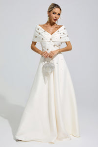 Jelmor Apricot Beaded Rhinestone Maxi Dress