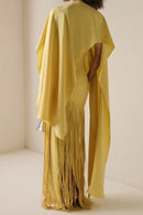 Juniper Yellow Fringed Maxi Dress With Shawl Detail