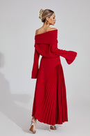 Makram Asymmetric Maxi Dress In Red