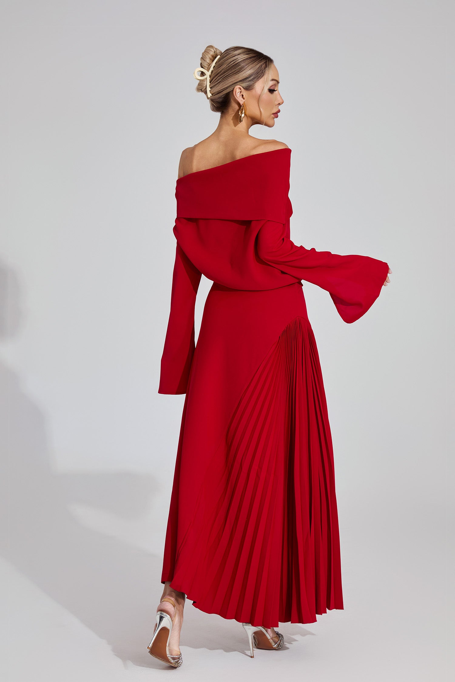 Makram Asymmetric Maxi Dress In Red