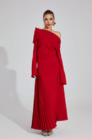 Makram Asymmetric Maxi Dress In Red