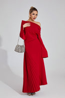 Makram Asymmetric Maxi Dress In Red