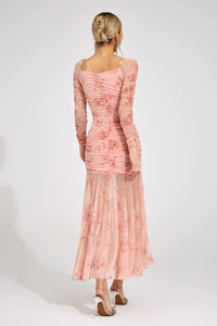 Iverdan Pink Printed Maxi Dress
