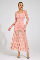 Iverdan Pink Printed Maxi Dress