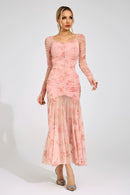 Iverdan Pink Printed Maxi Dress