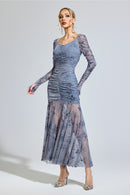 Iverdan Gray Printed Maxi Dress