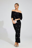 Eryndra Diamond Bandage Maxi Dress In Black