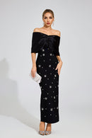Eryndra Diamond Bandage Maxi Dress In Black