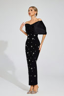 Eryndra Diamond Bandage Maxi Dress In Black