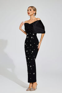 Eryndra Diamond Bandage Maxi Dress In Black