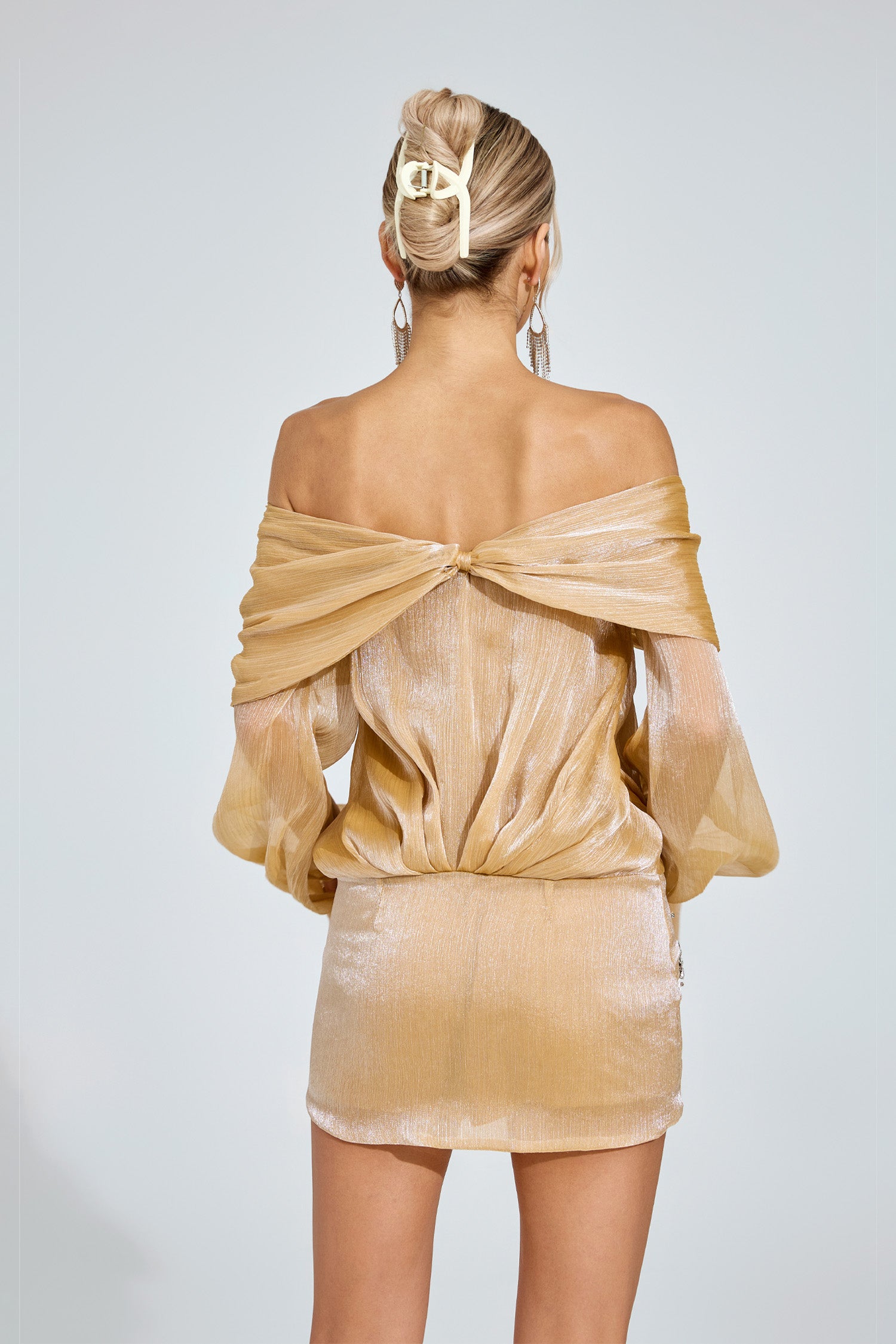 Dyrion Diamond Mini Dress In Champagne