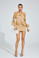 Dyrion Diamond Mini Dress In Champagne