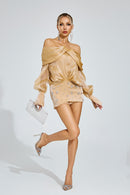 Dyrion Diamond Mini Dress In Champagne