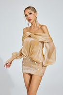 Dyrion Diamond Mini Dress In Champagne