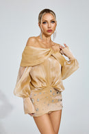 Dyrion Diamond Mini Dress In Champagne