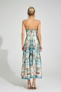 Lorthane Green Print Maxi Dress