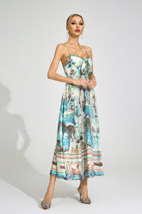 Lorthane Green Print Maxi Dress