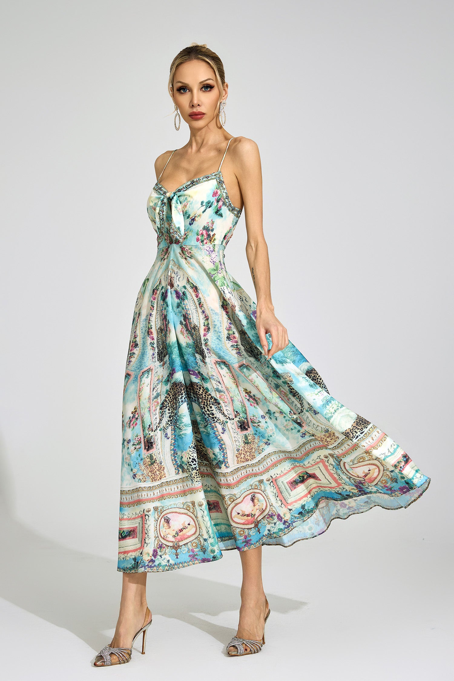 Lorthane Green Print Maxi Dress