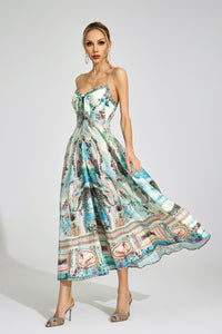 Lorthane Green Print Maxi Dress