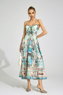 Lorthane Green Print Maxi Dress